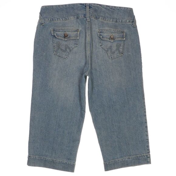 Mossimo Jeans Crop Capri Plus Size 18W Flap Blue Denim Stretch Measure 38 x 21 - Picture 3 of 11